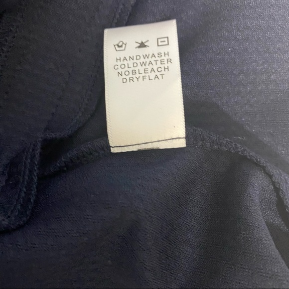 Kali Size Large Blazer Jacket Navy Blue Open Front Lace Gold Zipper Pocket - Picture 9 of 10